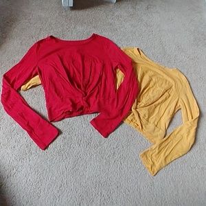 Cropped Long sleev Tshirt with Pocket